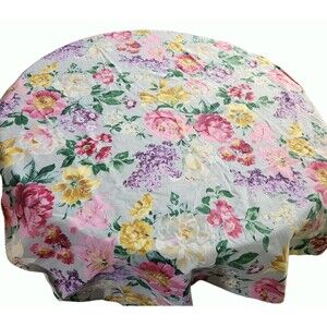 Waterford Yardsley Tablecloth Green Multicolor Flowers Cotton Sateen  46" x 66"